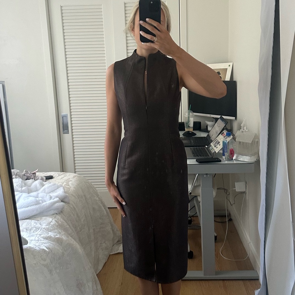 Akris Wool Elegant Brown Sleeveless Dress - Picture 2 of 13